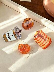1pc Cute Fun Realistic Bread Cookie Coffee Muffin Small Hair Claw Clip Cartoon Creative Side Bangs Broken Hair Bun Hair Claw Clip - Multicolor - View 1