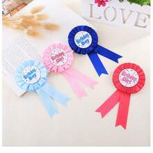 1pc Satin Pleated Ruffle Birthday Theme Badge, Swallowtail Ribbon 3D Exquisite Design, Back-Attached Safety Pin For Secure Wear, Exclusive Text Highlights Protagonist Identity, Suitable For Birthday Party Photography, Perfect For Personal Use Or Gift Set - Multicolor - View 1