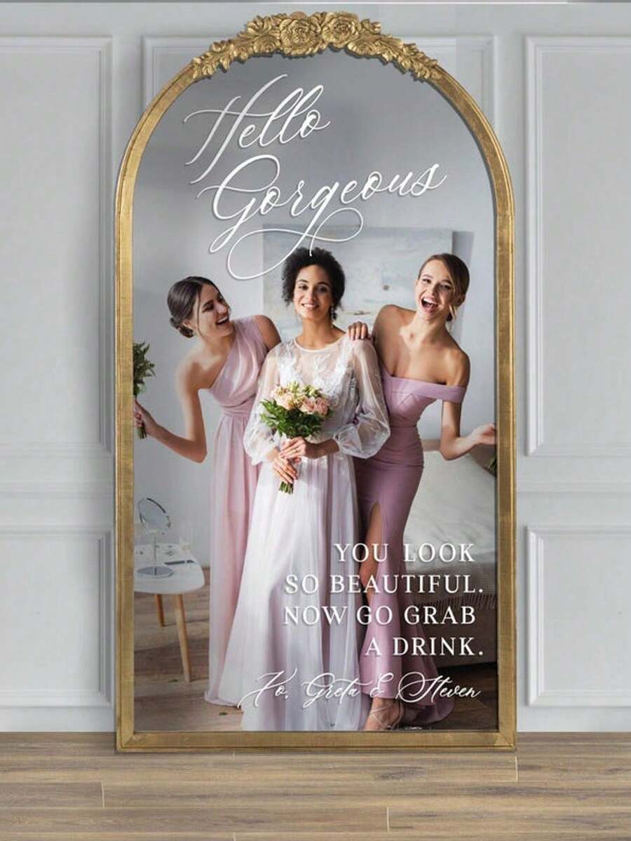 客製化鏡面貼紙婚禮座位表貼紙－婚禮指示牌裝飾 DIY 婚禮貼紙，送給男友、媽媽、朋友的禮物，適用茶室、居家、花園、辦公室、畢業、喬遷、聖誕裝飾，居家裝飾禮物