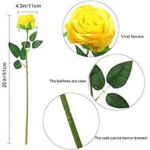 1/20 Stücke Valentinstag Geschenk Künstliche Rosenblumen, hochwertige künstliche Rosen, geeignet für Heimdekoration, Raumdekoration, Tischdekoration, Hochzeitsdekoration, Brautstrauß, Handgelenks-Corsage, Straußherstellung, Zuhause, Restaurant, Schlafzimmer, Vasendekoration Strauß - Gelb - Übersicht 3
