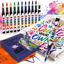 36/24/12 Farben Stoffmarker Stifte Set - Stoffdekoration Set - Unlöschbare und permanente Stofffarbe - Textilmarker Stift Schulanfang - Verschiedenfarbig - Übersicht 8