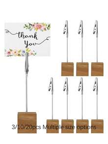 3/10/20件實木桌卡夾，備忘錄夾持架，照片展示架－適用於價格標籤、照片、桌面標牌與桌號 - 彩色 - 查看 4