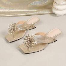 Women's High Heel Sandals Paisley Pattern Western Wedding Style Elegant PU Leather Rhinestone Floral Vacation Style Summer Travel Party Sandals - Gold - View 6