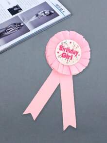 1pc Satin Pleated Ruffle Birthday Theme Badge, Swallowtail Ribbon 3D Exquisite Design, Back-Attached Safety Pin For Secure Wear, Exclusive Text Highlights Protagonist Identity, Suitable For Birthday Party Photography, Perfect For Personal Use Or Gift Set - Multicolor - View 6