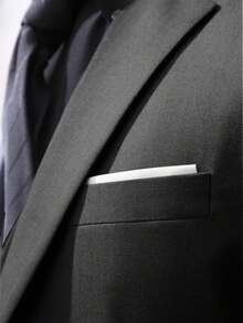 Men's Slim Fit Solid Color Blazer & Bermuda Shorts 2-Piece Set, Casual Mature Style Dashing Suit Outfit, Spring/Autumn - Black - View 3