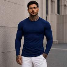 Men's Thermal Shirt Second Skin UV Protection Thermal Blouse - 藏蓝色 - 查看 4