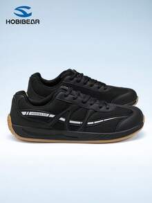 HOBIBEAR Comfortable Sports Shoes For All Seasons, Men's Athletic Shoes, Breathable Casual Sneakers, Rubber Sole, Lace-Up Design, Suitable For Various Occasions, Classic Style, Suitable For Business And Streetwear, White And Blue - Black - View 2
