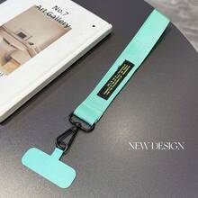 1 Stück minimalistischer einfarbiger kurzer Handy-Lanyard-Anhänger, langanhaltend Nylonmaterial, breiter Stoffriemen, bequemer Handgelenkriemen, geeignet für Handyhülle-Lanyard, Schlüsselanhänger-Lanyard, Taschen-Lanyard, Wasserflaschen-Lanyard, universeller Handgelenkriemen - Kurzes, breites Lanyard + farblich passende Karten - Übersicht 12