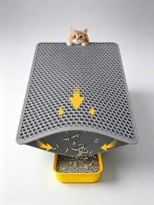 Cat Litter Trapping Mat, Double-Layer Honeycomb Design Large Aperture Litter Recovery Mat, Anti-Urine Cat Litter Box Mat, Multi-Size Full Coverage Mat, Khaki/Green/Grey - Multicolor - View 7