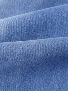 1pc Girls Elastic Waist Wide Leg Denim Jeans, Summer Style Star Frayed Patchwork Washed Long Pants, Versatile Loose Straight Leg Casual Pants - Light Wash - View 8
