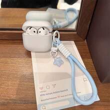 極簡白色粉藍藍牙無線保護殼，相容 Airpodspro3 2代，相容 iPhone 耳機保護殼 1/3/4/5 無線保護殼 2代、3代與 4代 - 無色 - 查看 4