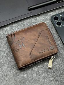 HOVI'S Stylish Zipper Wallet For Men Business Office Multi-Function Portable Men's Front Pocket Wallet Coin Purse Clutch Bag Card Cash Organizer,Pouch - Brown - View 3