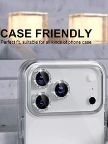 3pcs (Bright Silver) Camera Lens Protector Film For IPhone 17 Pro/ 17 Pro Max, Compatible With 16 Pro Max 16 Pro 16 16 Plus 15 Pro Max 15 15 Pro 15 Plus 14 13 12 11 Pro Max Lens Protector Case, 9H Tempered Glass Camera Cover Screen Protector Film Metal Ring Decorative Accessory, Suitable For Phone Case - Silver - View 7