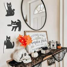 Set Dekorasi Dinding Kayu Kucing Hitam Menyeramkan dengan 3 Buah Pose Unik, Dekorasi Seni Dinding yang Menyenangkan, Cocok untuk Lorong Masuk, Dapur, Rak, Hadiah untuk Pecinta Kucing - 3 buah - View 4