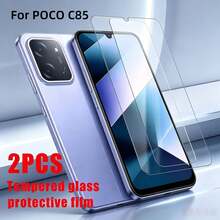 2片裝 高畫質鋼化玻璃螢幕保護貼,適用於 POCO C85/C75/C65/F8 Ultra/F8 Pro/X7 Pro/X6/X6 Pro/M7 Pro,支援指紋解鎖、防摔、防刮、無氣泡、曲面螢幕保護貼 - 無色 - 查看 2