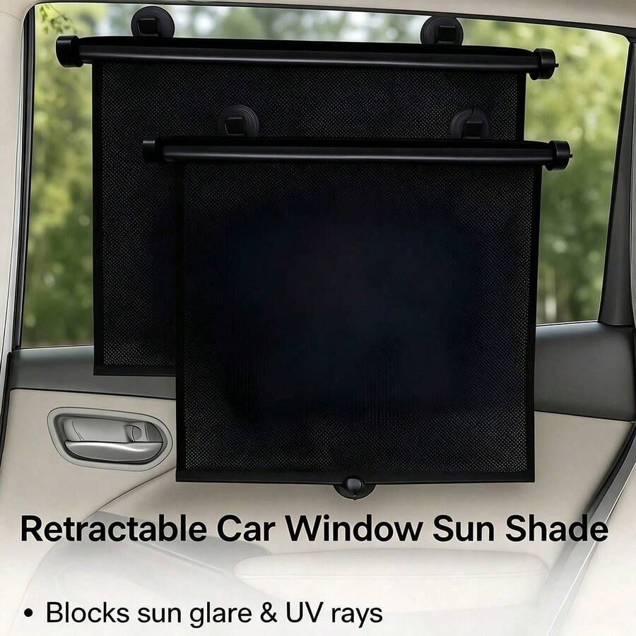 2pcs Universal Car Side Window Sunshade, Retractable Sunshade, Blocks UV Rays And Heat, Suitable For Most Sedans, SUVs, Trucks And RVs