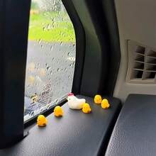 6/12pcs Cute Chick Figurines, Round And Exquisite Design, Suitable For Dashboard And Rearview Mirror, Decorate Car Interior With Healing Mood - Mother Hen and Chicks Car Ornament - View 8