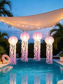 8/10 Inch Gradient Jellyfish Paper Lantern Hanging Decor, Ocean Theme Decoration, Suitable For Pool Party, Indoor/Outdoor Space, Wedding And Birthday - Multicolor - View 6