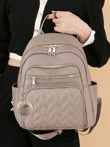 Mochila casual con decoración de remaches para mujer, mochila de almacenamiento con patrón de diamante Laviere, mochila de nailon versátil, diseño ligero, estilo portátil, compartimento integrado para portátil, gran capacidad, adecuada para estudiantes universitarias, estudiantes de secundaria, estudiantes de primaria, aplicable para campus, exteriores, viajes, viajes cortos, uso diario de nuevos trabajadores de oficina - Multicolor - Ver 16