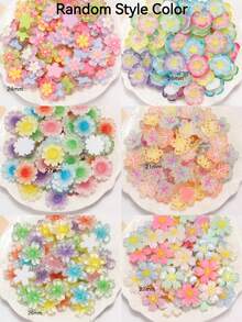 10/20/30件可愛彩色透明花朵樹脂吊墜飾品，雛菊、扶桑花、櫻花，DIY珠寶製作配件，髮飾，剪貼簿珠寶製作吊墜飾品，隨機顏色與款式 - 可愛的花朵系列 - 查看 3