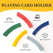 1pc/2pcs/4pcs Poker Card Holder, Curved Design Hands-Free Card Stand, Suitable For Elderly And Arthritis Patients, Stackable Plastic Card Storage Rack, Ideal For Family Game Night Party Card Games - View 6