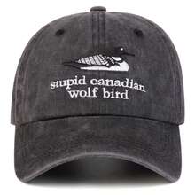1pc Women's STUPID CANADIAN WOLF BIRD Letter Embroidered Washed Baseball Cap, Street Fashion Hat, Outdoor Sun Protection Casual Cap, Spring/Autumn Travel Beach Vacation - Multicolor - View 5