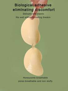 1 Pair Invisible Cleavage Enhancing Bra, Backless Strapless Seamless Self-Adhesive Silicone Bra Pads, Breathable Perforated Mango Cup Bra For Summer - Apricot - View 7