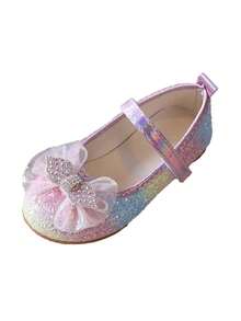 1 Pair Gradient Rainbow Glitter Girls Princess Shoes, Mesh Rhinestone Single Strap Soft Sole Baby Walking Shoes - Colorful - View 9