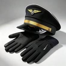 2件組：男士水手帽與女士軍風帽，金色裝飾，萬聖節服裝配件，藍色帽子附刺繡翅膀與星星 - 彩色 - 查看 7