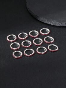 12 Pairs Rhinestone Elastic Anklets Set, Personalized Glitter Toe Rings, Foot Jewelry Accessories For High Heels - 12-piece Anklet Ring Set - View 11