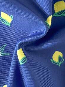 Lemon Breeze 2-Piece Bikini Set - Sexy Navy Blue Swimwear With Citrus Print And White Trim, Suitable For Beach And Pool Vacation Summer - Blue - View 8