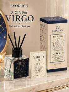 EVODUCK 1 قطعة موزع عطر كريستال بدون لهب برج العذراء 50 مل، زيت عطري برائحة الشاي الأبيض والمريمية مع كريستال أخضر و4 أعواد قصب ألياف، موزع عطر بطيء الإطلاق للمكتب والمكتب الدراسي وغرفة النوم، هدية عيد ميلاد برج النجوم، ديكور غرفة المنزل - عطر متنوع - مشاهدة 11