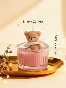 1pc Teddy Bear Candle With Ribbon | Birthday Decoration, Baby Shower Decoration, Gender Reveal Party Decoration, Fragrance Home Decor, Unique Birthday Gift For Girl/Teenagers, Cute Bridal Shower And Holiday Gift (Blue/Pink/White/Purple) - Multicolor - View 5