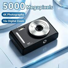 復古數位相機 50MP 插值 1080P HD 錄影相機 8倍數位變焦 2.4吋 LCD 螢幕 MP3 播放器與內建遊戲 便攜口袋 CCD 相機 附補光燈 適合學生 5色可選（黑色/白色/粉色/銀色/綠色） - 查看 2
