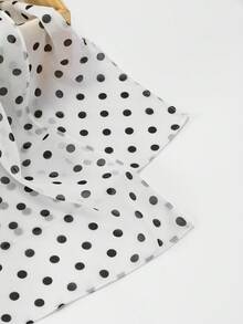 1pc Women's Casual Elegant Chiffon Polka Dot Scarf/Headscarf/Headband, French Luxury Abaya Accessory, Suitable For Daily Wear And Party - Multicolor - White Background With Small Polka Dots - View 9