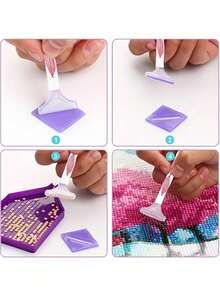 Diamond Painting Pen Set With Storage Box, 5D Craft Tool Kit, Suitable For Beginners And Adults, Includes Pointed Diamond Pen, Wax Pad And Finishing Tray, Perfect For Home Decor - A - View 2