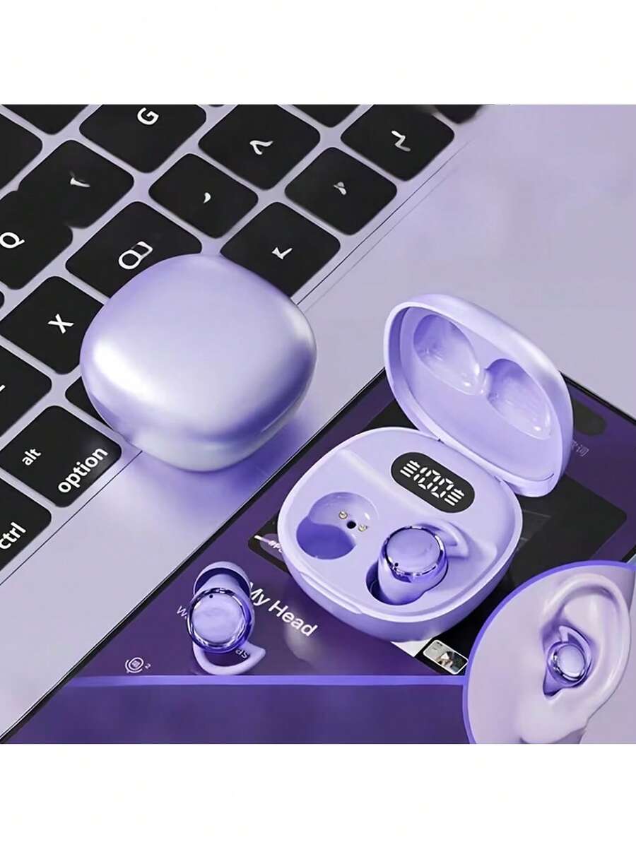 Mini Bean Sleep TWS Bluetooth Earbuds, Zero-Pressure In-Ear Headphones For Side Sleeping, High-Fidelity Deep Bass, Touch Control, LED Battery Display, Type-C Fast Charging, Macaron Color Couple Gift Earphones