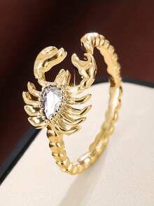 1 pieza Anillo de libélula de circonita cúbica lindo, regalo del Día de San Valentín para mujeres, joyería para fiesta de aniversario de boda - 1# - Ver 16