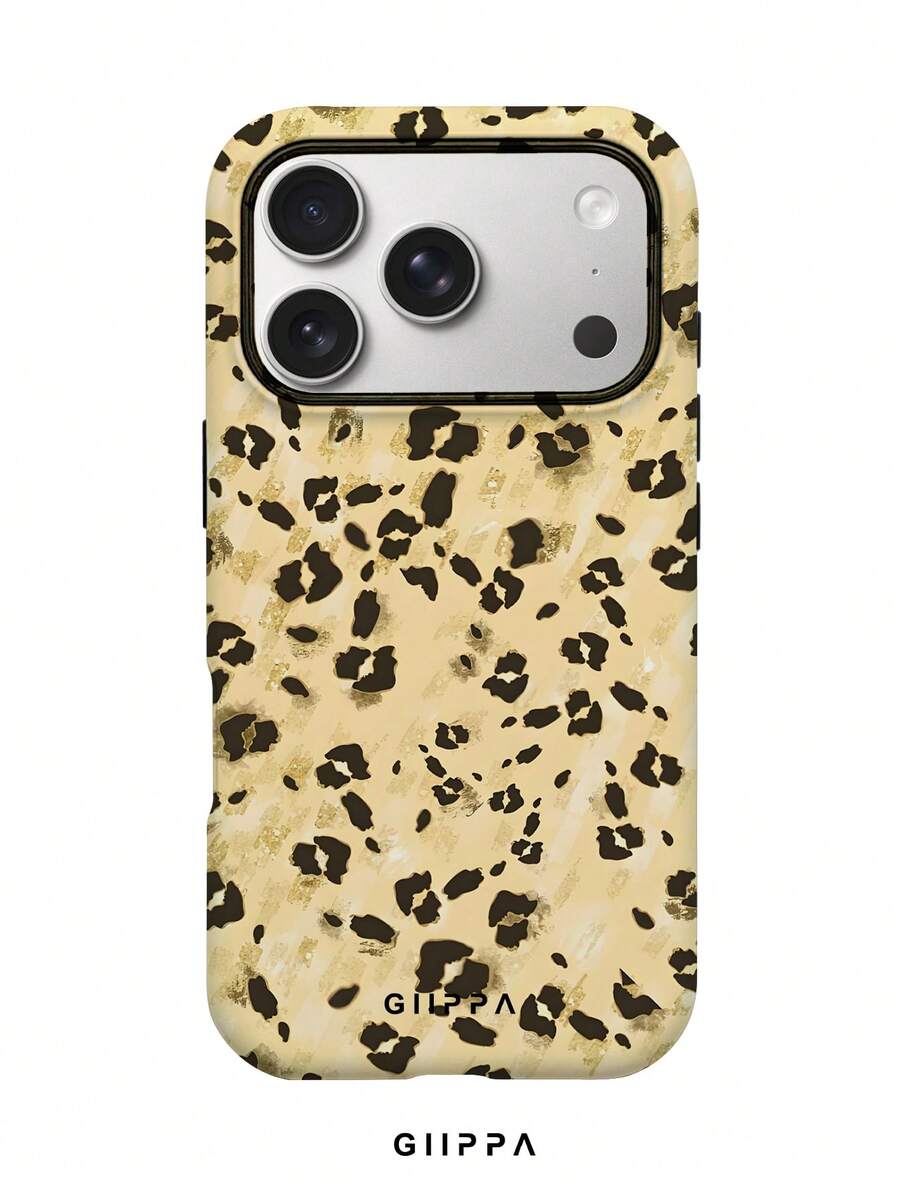GIIPPA 1pc Shiny Gold Leopard Print Design Phone Case, Compatible With Phone 17 Pro Max, 16 Pro Max, 15 Pro Max, 14 Pro Max, Korean Style High-End Fashionable And Fun Phone Case, Compatible With 11/12/13/14/15/16 Pro Max Plus, Elegant Design Suitable For Men And Women, Perfect Gift For Girlfriend On Christmas, Valentine's Day, Easter, Wedding Season And Birthday! - Multicolor - View 1