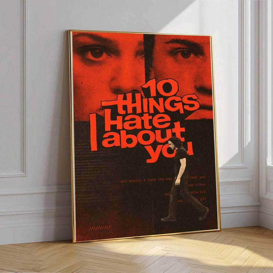 1/PC 10 Things I Hate About You Posters - Romantic Comedy Movie Murals, Movie Poster Printing, 90s Teen Movie Decorations (Frameless) - No Frame - View 1