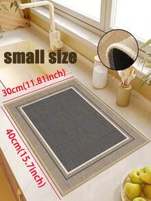 1pc Deep Gray Textured Pattern With Light Camel Color Accent Frame Kitchen Mat 3.5mm Soft Rubber Water-Absorbing Mat, Suitable For Kitchens, Bathrooms, Living Rooms, Outdoor Door Mats, Kitchen Rugs, Home Decor, And Toilet Mats. - Multicolor - View 14