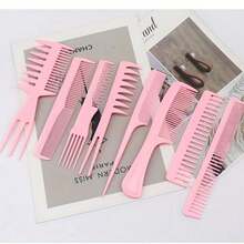 8pcs Professional Hair Comb Set, Wide Tooth, Flat Tooth, Rat Tail, Double-Sided, Fork Tooth, Dense Tooth Combs, Suitable For All Hair Types And Styles, Perfect For Hair Salons, Home Use And Travel, Easily Achieve Your Desired Look - Multicolor - View 11