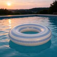 Vintage Striped Inflatable Swim Ring With Handle, Large Round Pool Float Lounge Chair, Fashionable Water Float, Suitable For Beach, Swimming Pool And Summer Vacation Party - Multicolor - View 19