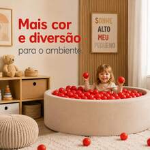 Kit 50 Bolinhas de uma Única Cor Amarelo Azul Rosa Verde Vermelho Roxo Infantil P/ Piscina 76mm Atóxicas - Vermelho - Visão 7