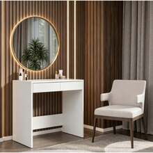 1 Piece Modern Slim Space-Saving Accent Table, 81cm Length Narrow 50cm Depth Two Concealed Storage Drawers, Multi-Scene Hallway Console, Makeup Table, Mini Computer Desk, Apartment Side Cabinet, Cosmetic Organizer Table - Multicolor - View 8