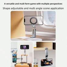 1 pezzo Supporto pieghevole da tavolo per telefono, supporto multifunzione portatile per viaggio, auto, aereo, treno, con molletta, supporto magnetico in lega per telefono da tavolo, pieghevole portatile multifunzione per live streaming - Multicolore - Visualizzare 6