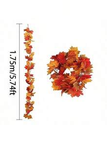 1-10 piezas de enredadera artificial de hojas de arce de otoño, planta falsa, decoración de otoño, hojas de enredadera adecuadas para Acción de Gracias, Halloween, vacaciones y decoración de bodas - Albaricoque - Ver 3