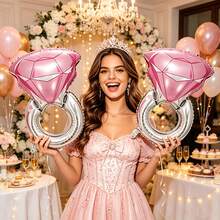 2pcs Large Pink Diamond Balloons - Giant Proposal And Wedding Party Decoration Balloons, Perfect For Bridal Shower, Anniversary, Valentine's Day And Photo Props - View 1
