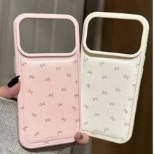 Korean Ins Style Full-Screen Bow Leather Y2K Girly Phone Case, Compatible With IPhone 17A 16 15 14 13 12 11 Pro Max 16 15 14 Plus, Shockproof Protective Cover - White - View 4