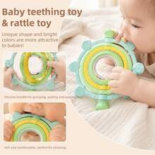 Rotatable Silicone Teething Toy, Baby Teether, Bell-Shaped, Multi-Texture, Colorful, Relieves Teething Pain, Freezer - 綠色 - 查看 3